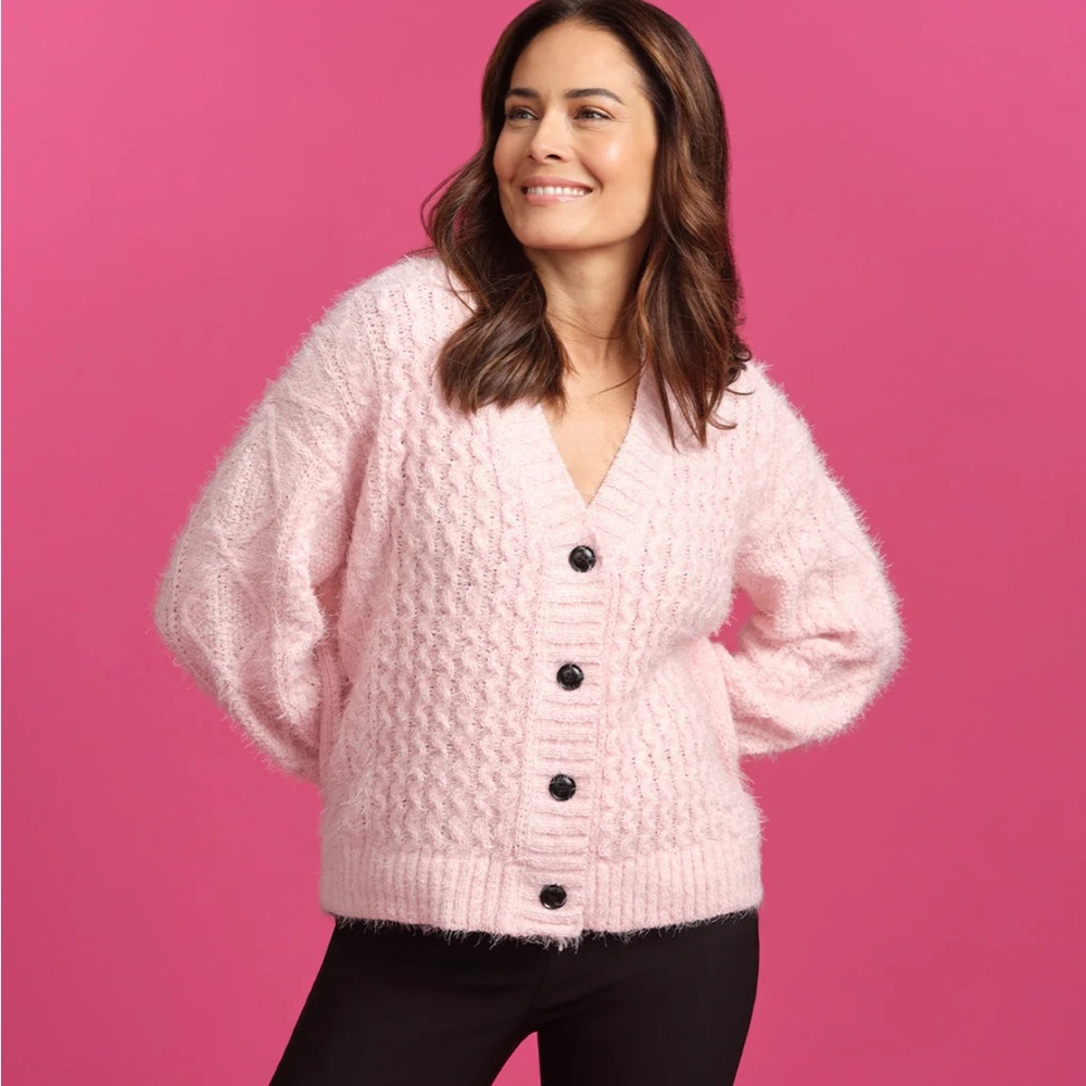 Adyson parker Pink Button-Up Women Sweater
